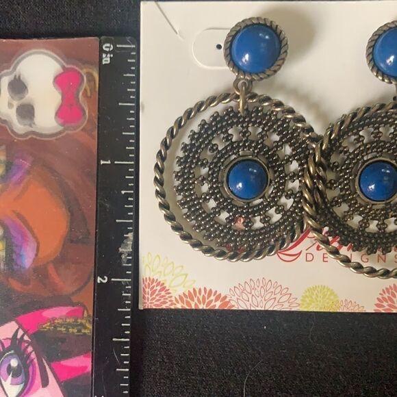 Premier Designs Post Earrings Pierced Pewter Blue - Picture 5 of 7